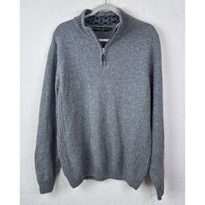 Daniele Blasi Wool Blend Sweater XL Gray Quarter Zip Pullover Italy Quiet Luxury